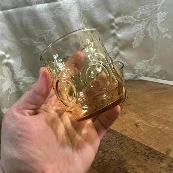 1960's Amber Glass Thumbprint Juice Glasses -  Set of 3 - Picture 1 of 5